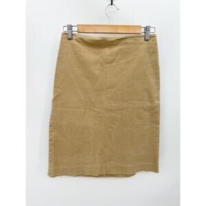 GAP Skirt Women 0 Tan Khaki Corduroy Cotton Blend Back Zip Pencil